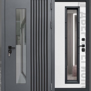 Уличная дверь RX-17 ТЕРМО снаружи металл  МУАР RAL 7016 /внутри  панель ПВХ БЕЛАЯ МАТОВАЯ